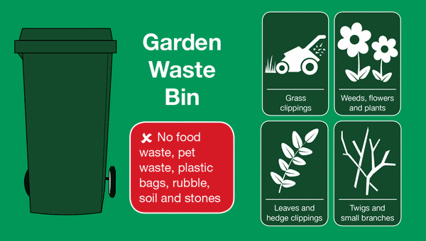 Recycling green waste bin icon
