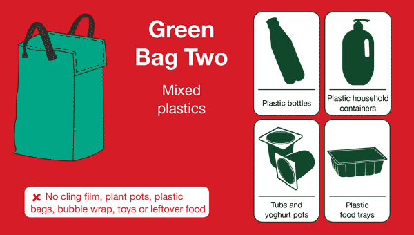 Recycling green bag icon